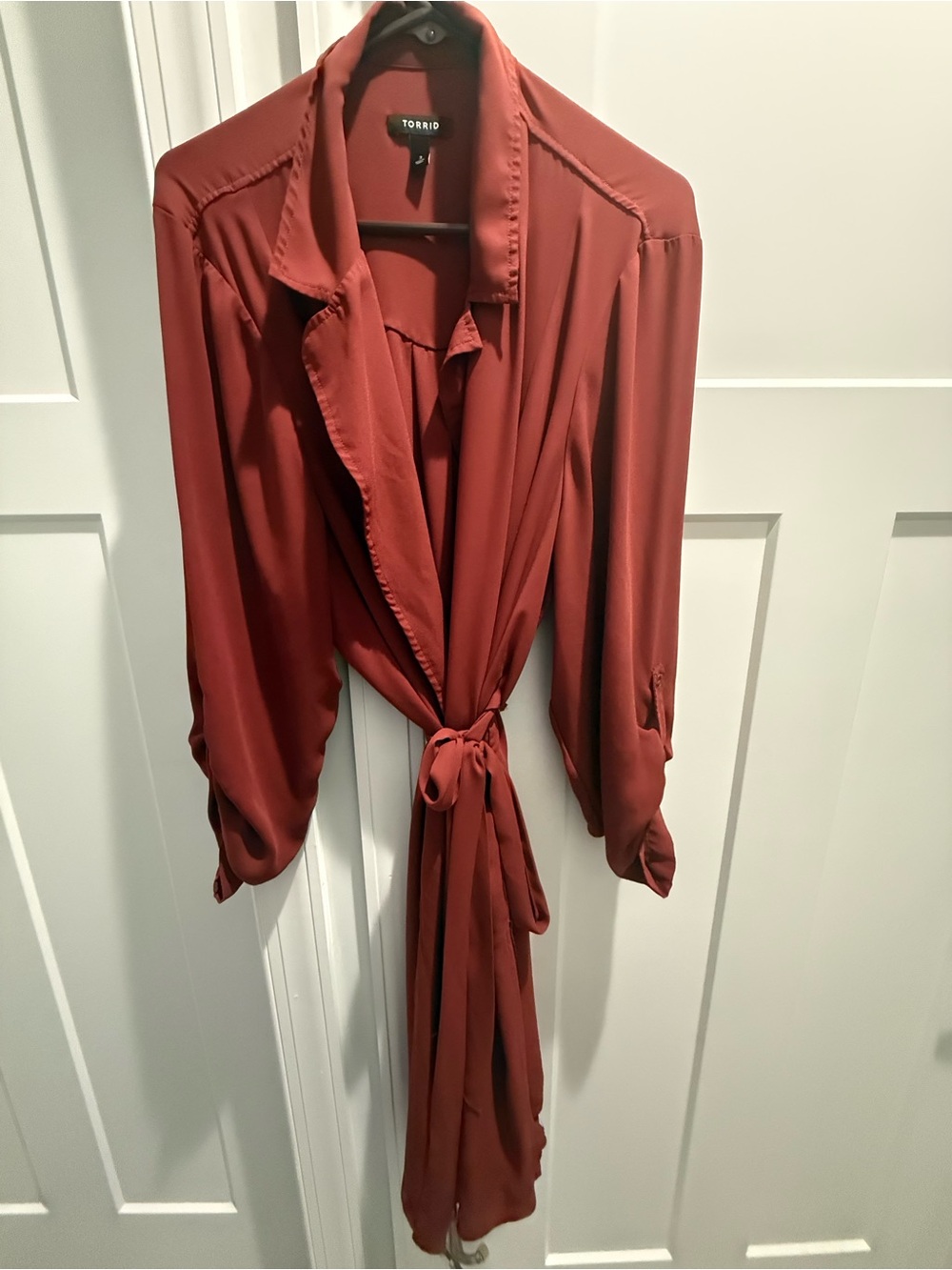 Torrid Sz 3 Rust Drape Trench Jacket with Pockets - Picture 2 of 4